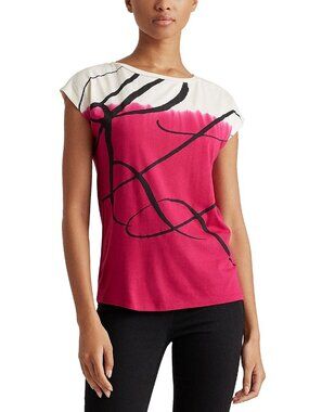 Lauren Ralph Lauren Women's Logo-Print Short-Sleeve T-Shirt Top Size S/P